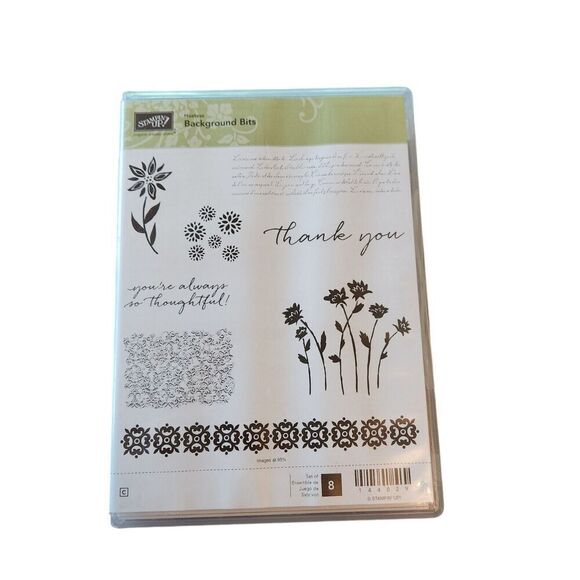 Stampin' Up! BACKGROUND BITS Stamp Set of 8 144029 Flowers‎ Edging Sentimentm… - Picture 1 of 5